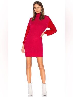Lovers and Friends Gypsy Colorblock Knit Sweater Dress in Pink & Red size S